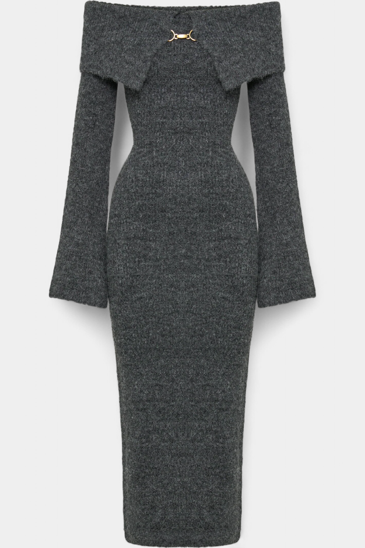 Robe Ajustée en Tricot Solsona à Une Épaule