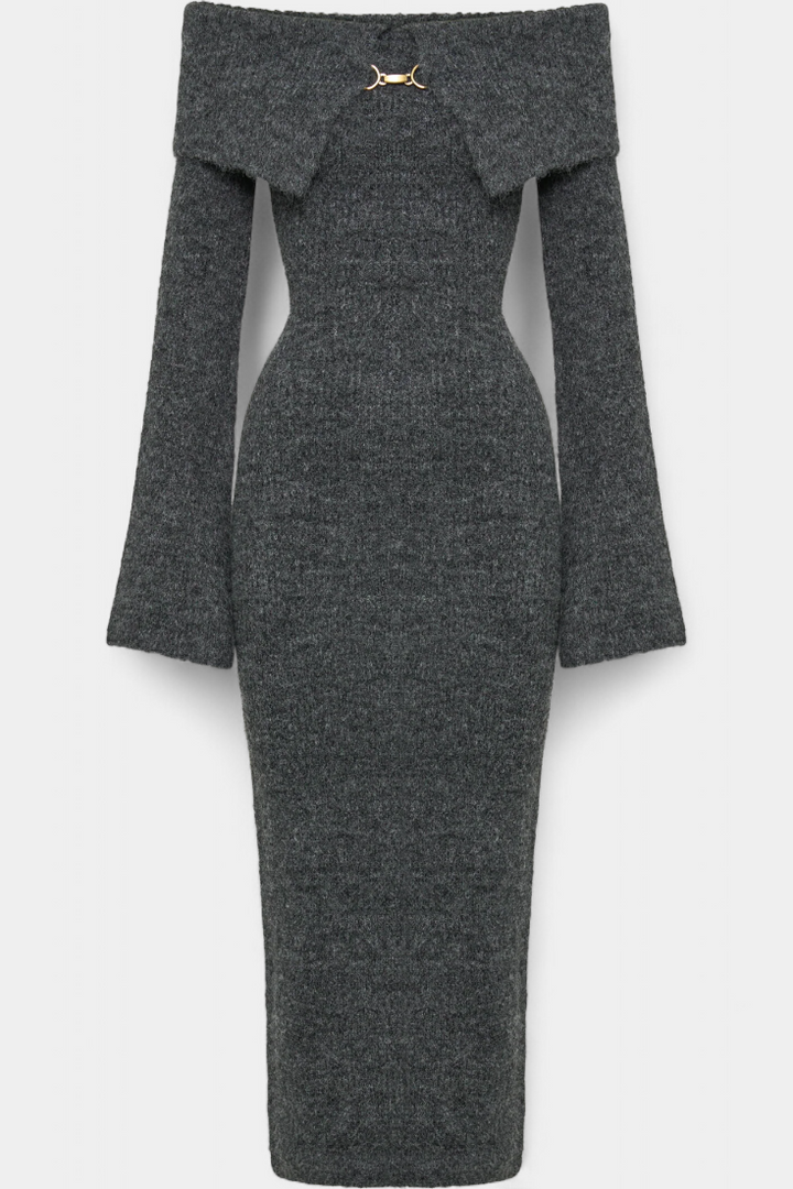 Robe Ajustée en Tricot Solsona à Une Épaule