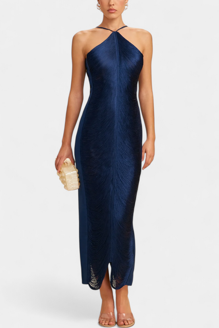 Robe Halter Jianna avec Franges Métalliques