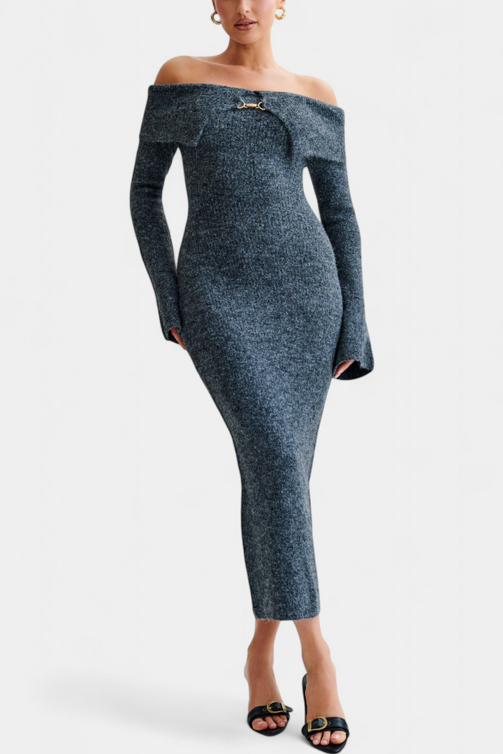 Robe Ajustée en Tricot Solsona à Une Épaule