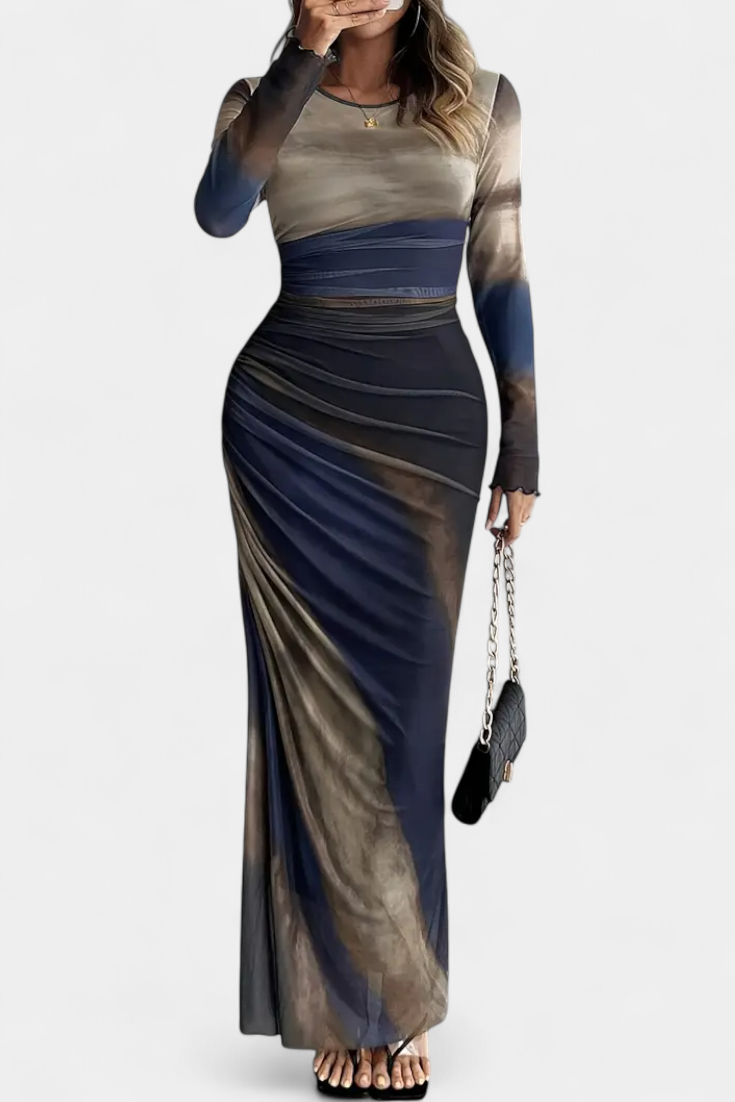 Galene Robe Midi Ajustée avec Cape