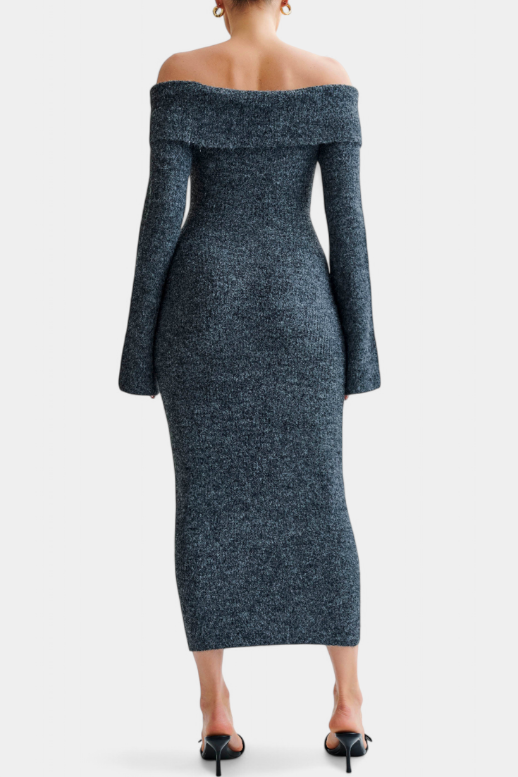 Robe Ajustée en Tricot Solsona à Une Épaule