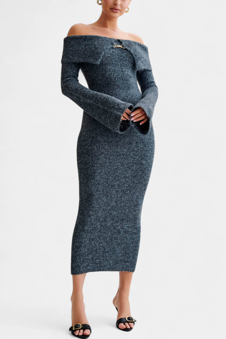 Robe Ajustée en Tricot Solsona à Une Épaule