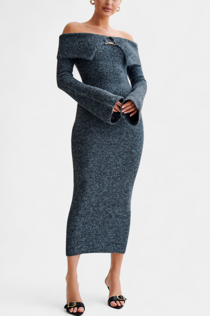 Robe Ajustée en Tricot Solsona à Une Épaule