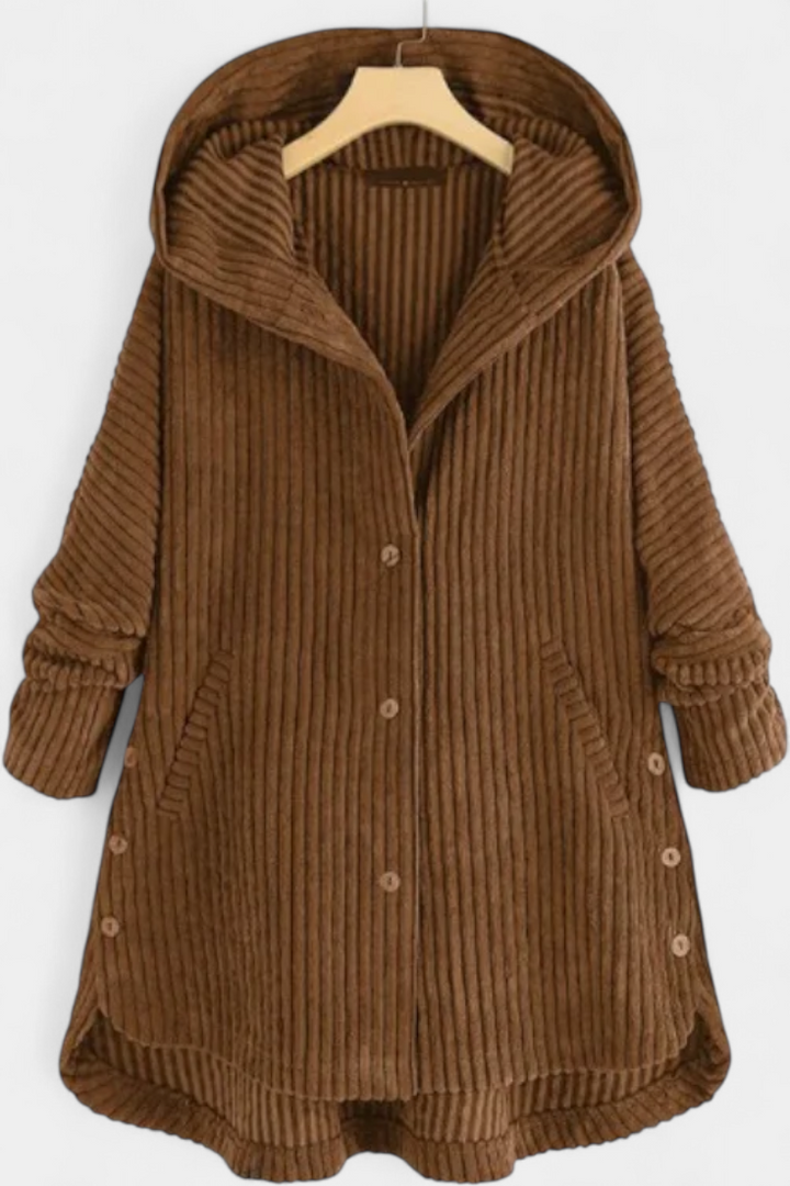 Taia Manteau en Velours Côtelé avec Capuche