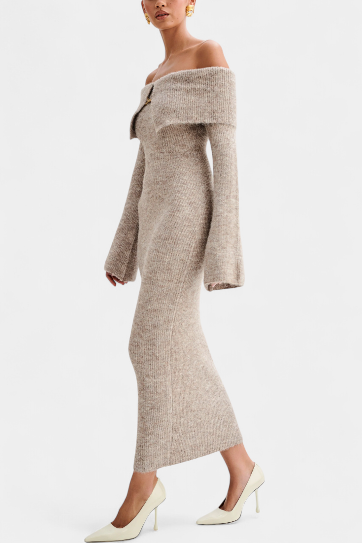 Robe Ajustée en Tricot Solsona à Une Épaule