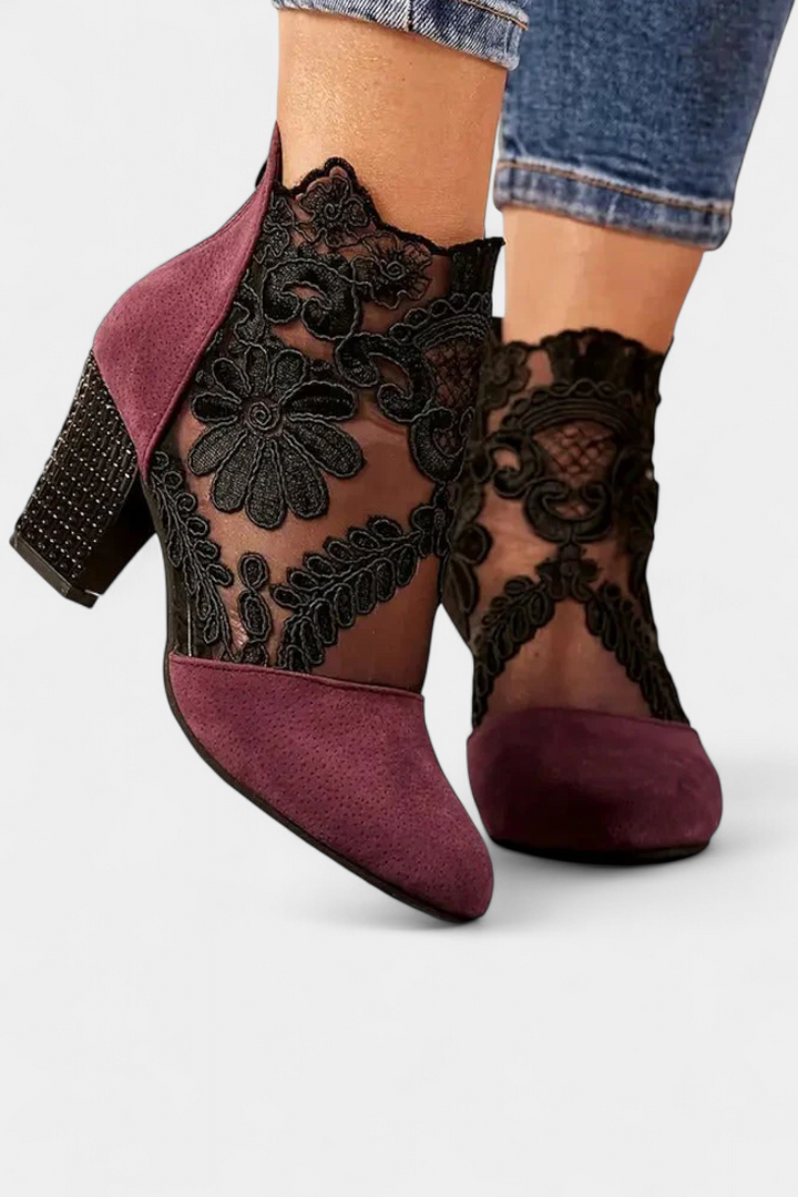 Alaine Talons Blancs avec Dentelle Florale