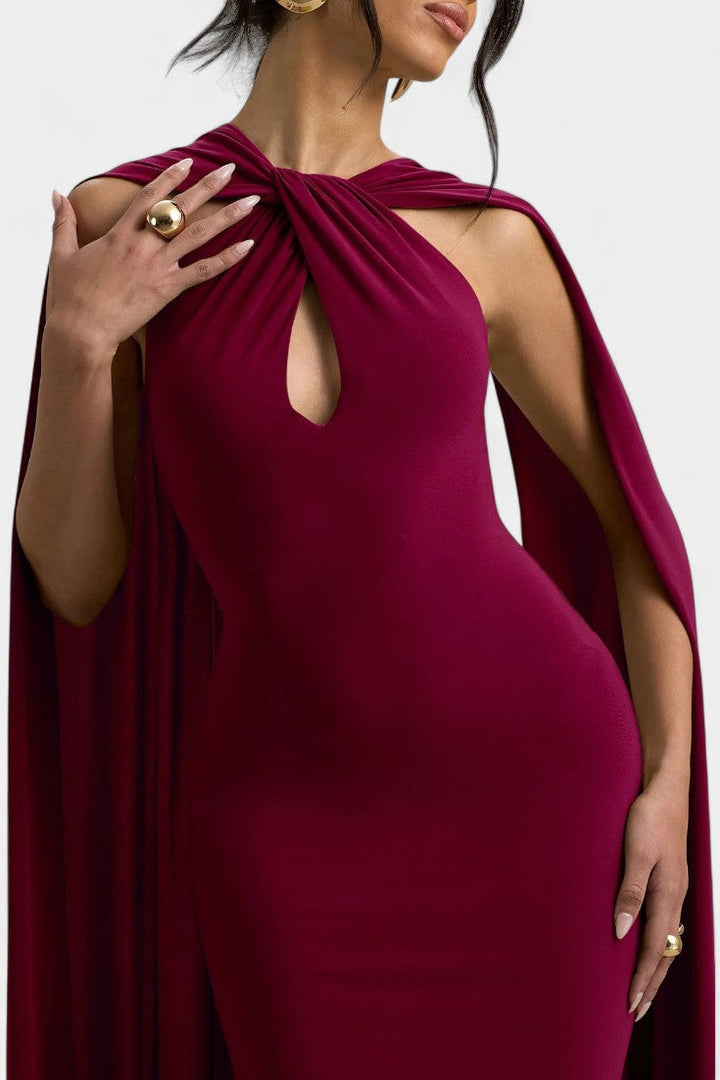 Robe Maxi Faffienia avec Décolleté Halter et Découpe en Forme de Clé