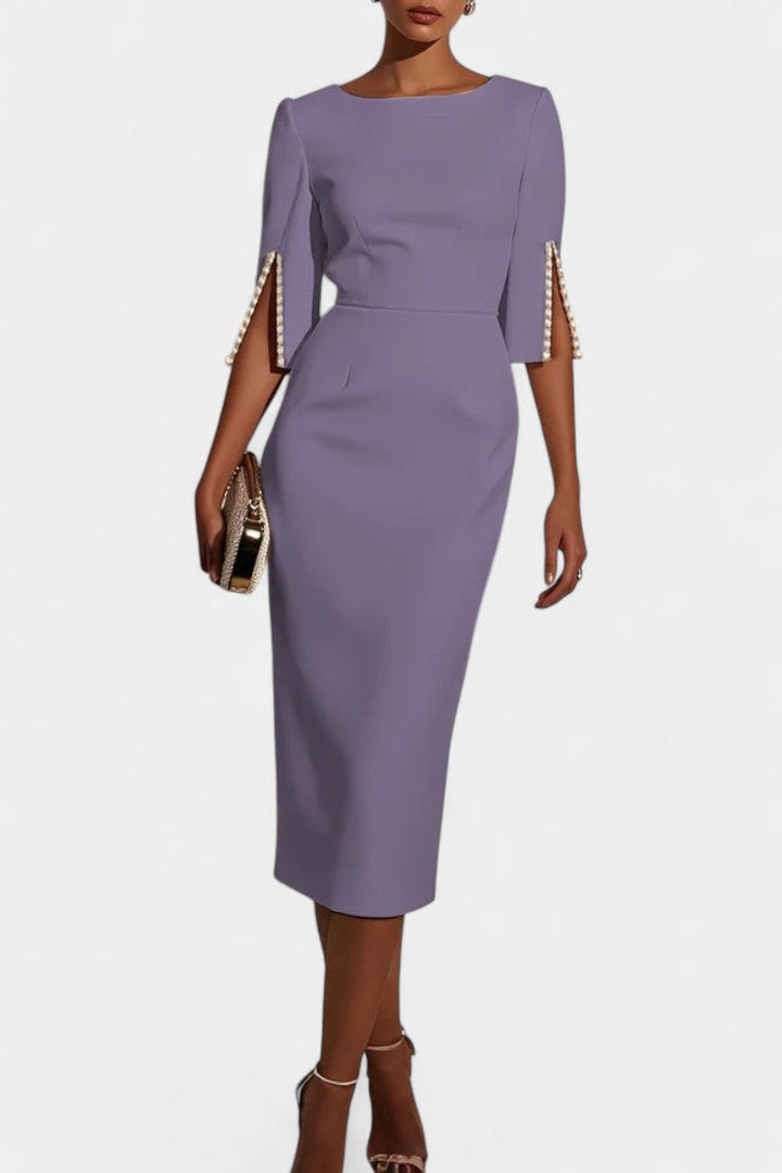 Robe Midi Reece avec Perles et Col Rond