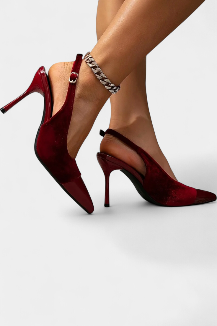 Candice Talons Stiletto en Velours avec Patchwork