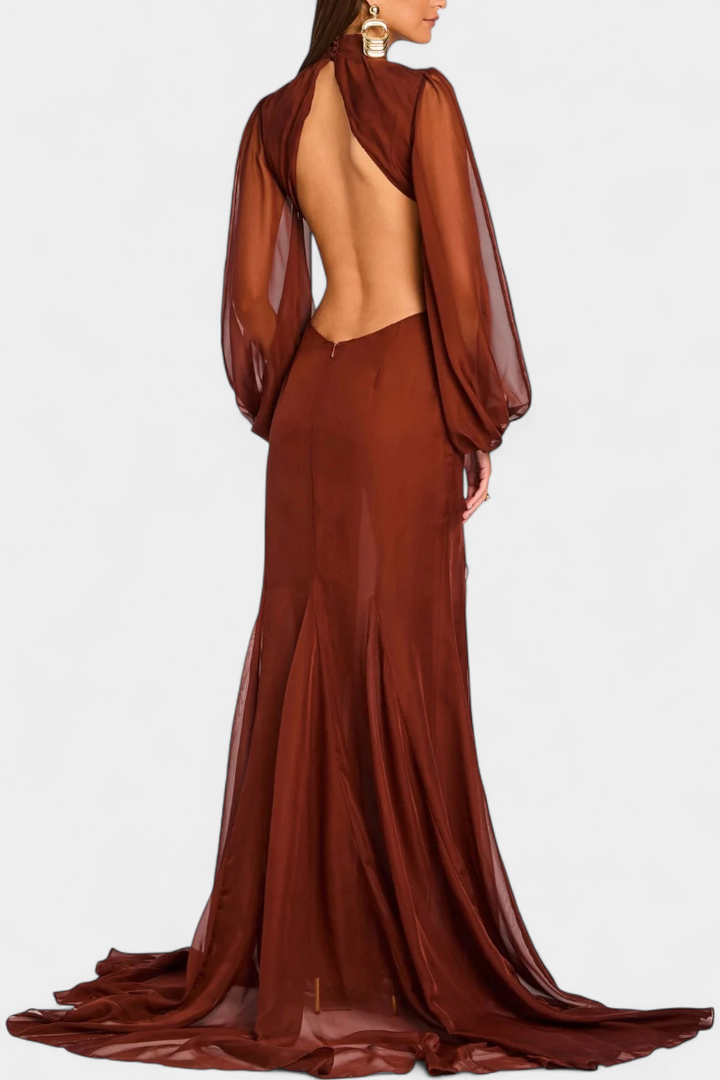 Robe Maxi Delanie avec Découpes et Volants Dramatiques