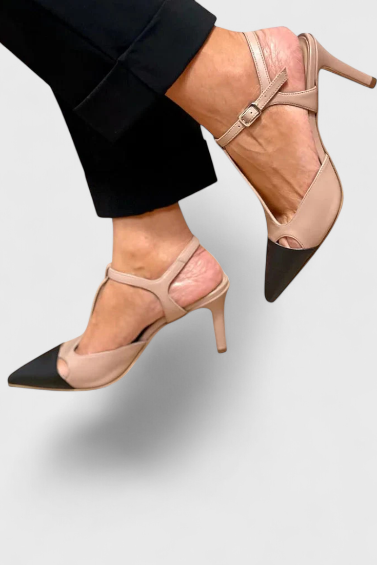 Letitia Talons Aiguilles avec Bout Pointu et Bride en T Color Block