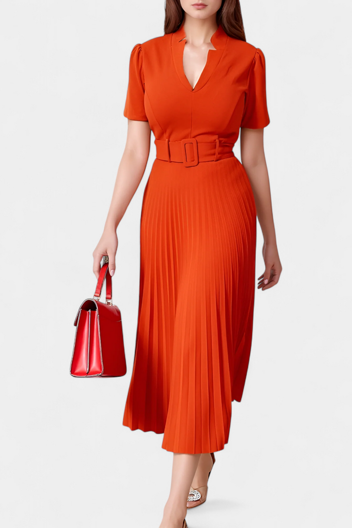 Seliora Robe Midi de Travail avec Ceinture et Plis