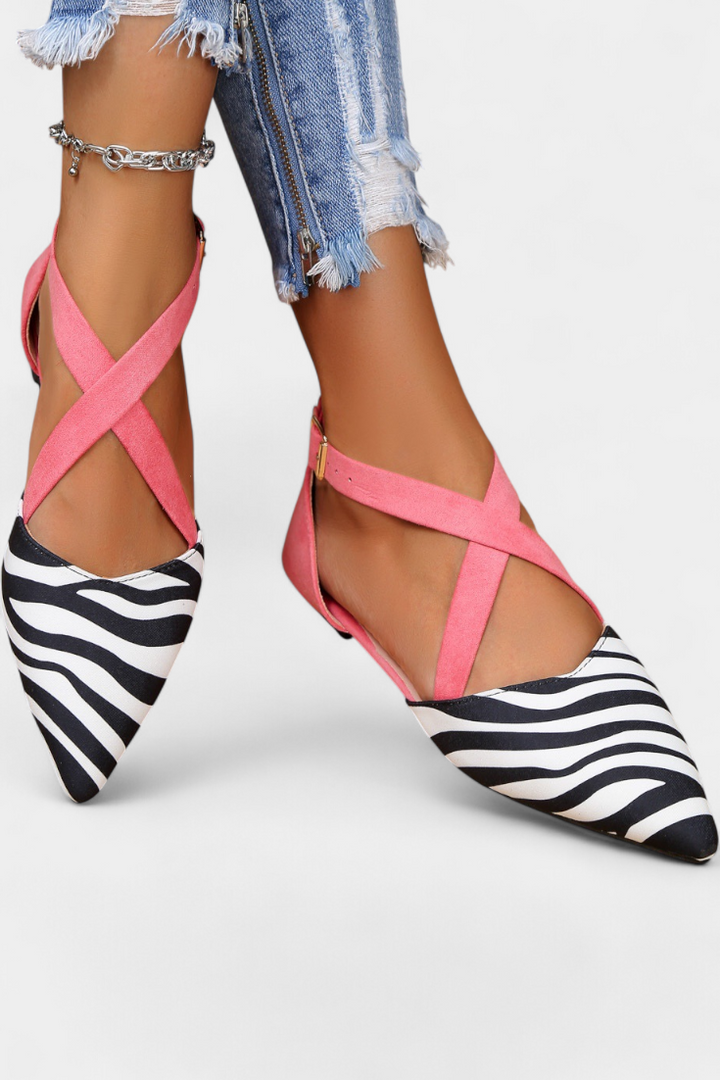 Ballerines Fenna avec Imprimé Zèbre et Bandes Croisées