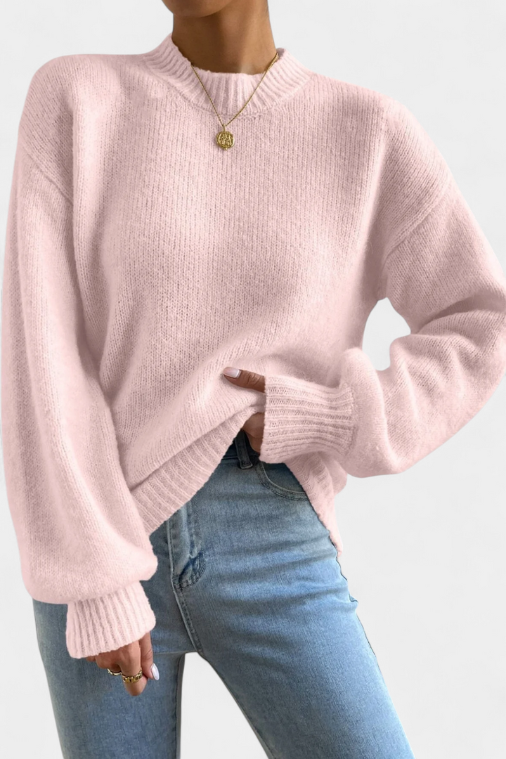Pull Mae à Col Rond avec Manches Bouffantes