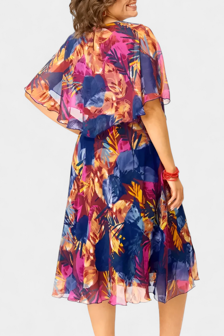Robe Ellerie Tropicale Fluide avec Coupe Ample et Imprimé Vibrant