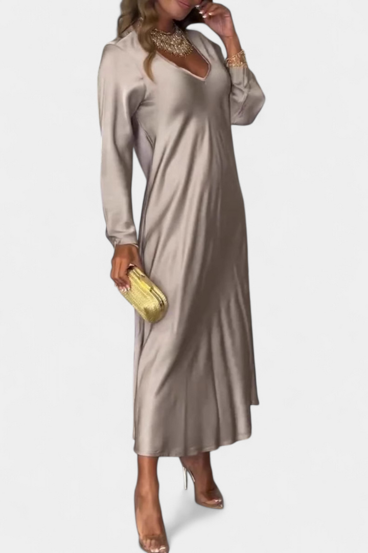 Riva Robe Fluide avec Décolleté en V et Manches Longues