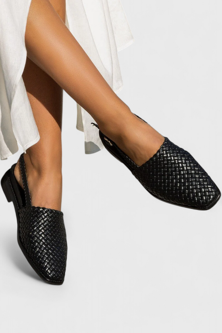 Mules Isadora Tressées avec Bout Pointu et Sangle Slingback