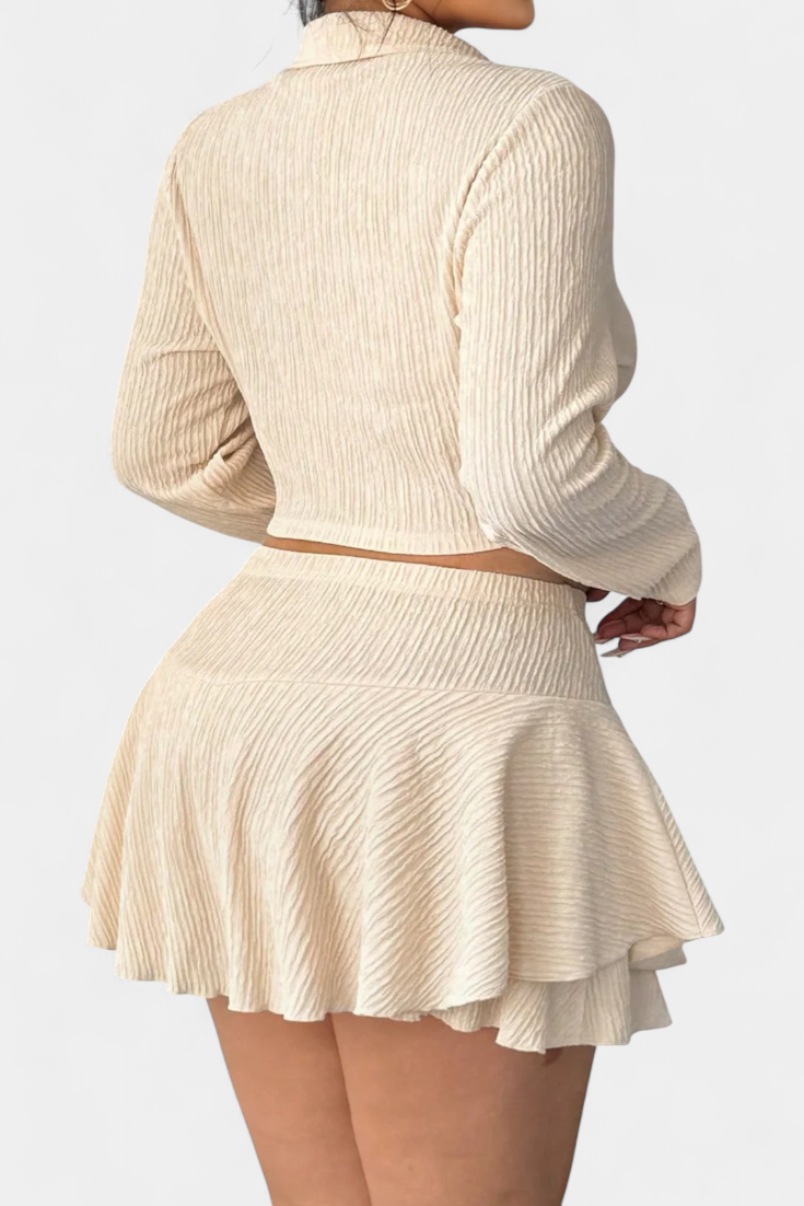 Ensemble Daline de Top Long et Jupe Mini Froncée