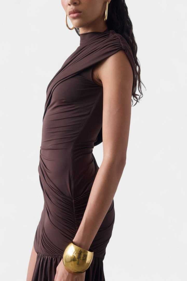 Velia Robe Mini Asymétrique avec Drapé