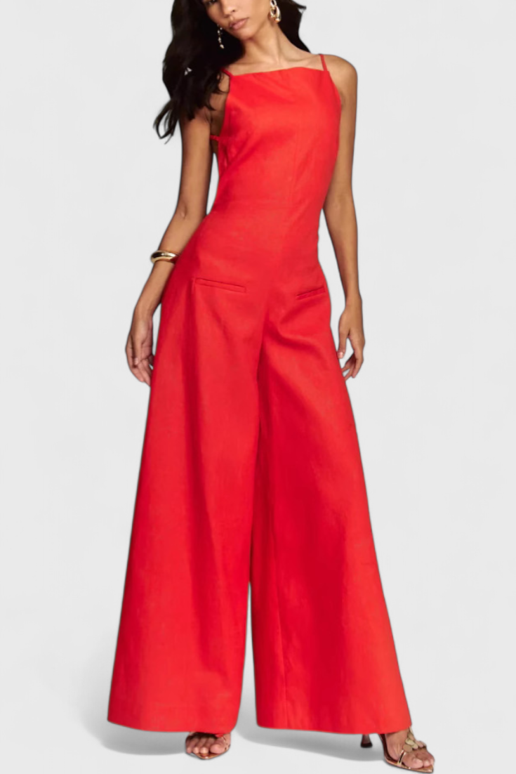 Belén Mono Halter à Jambes Larges avec Chute Rayonnante