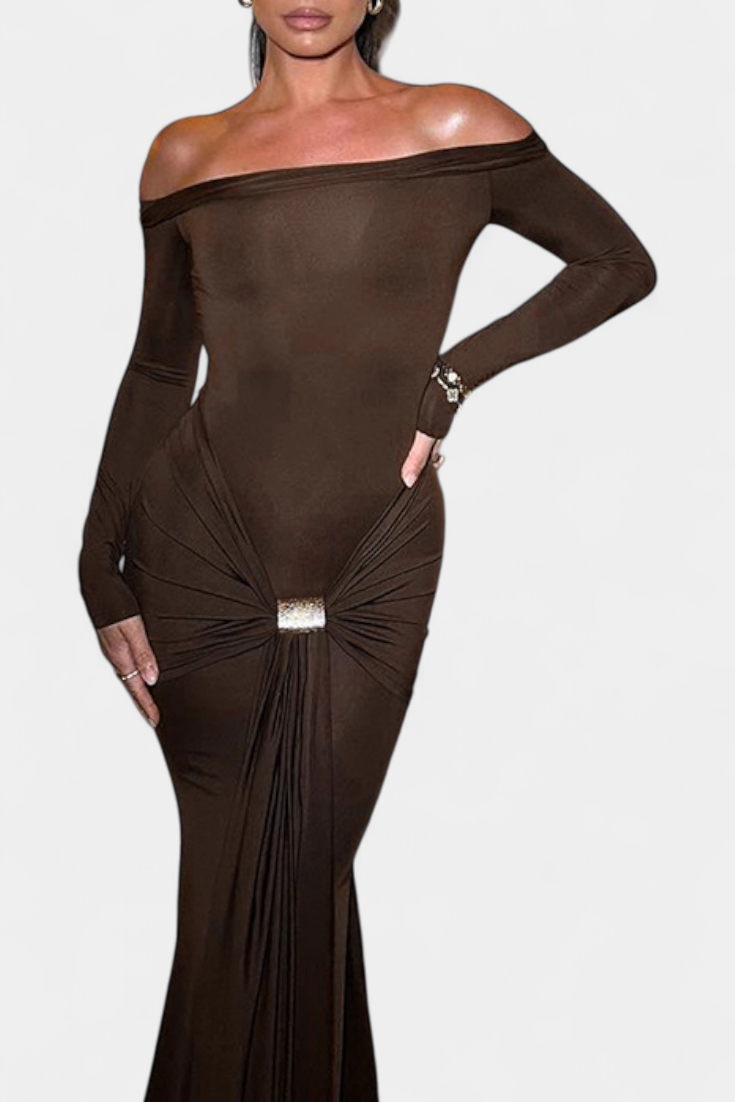 Robe Croisée à Une Épaule Vesna avec Manches Longues
