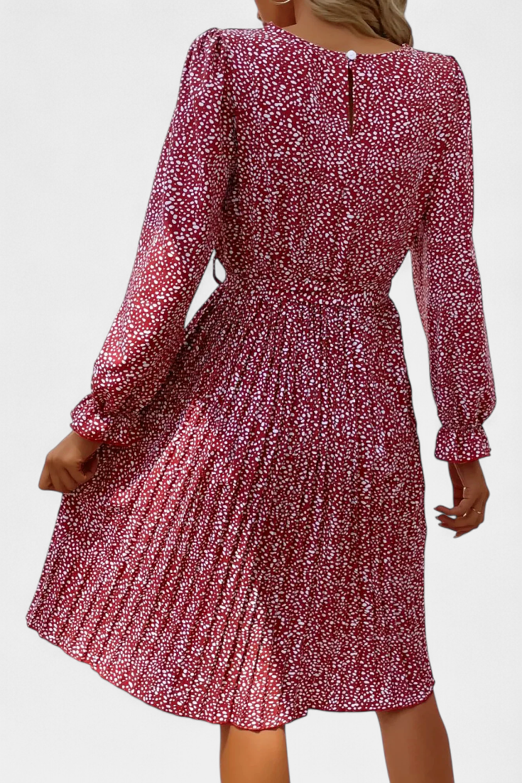 Evabeth Robe Midi Plissée Léopard