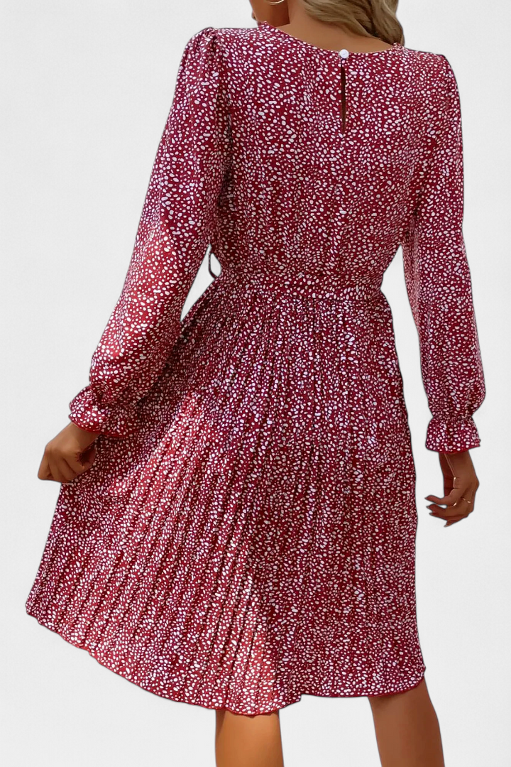 Evabeth Robe Midi Plissée Léopard