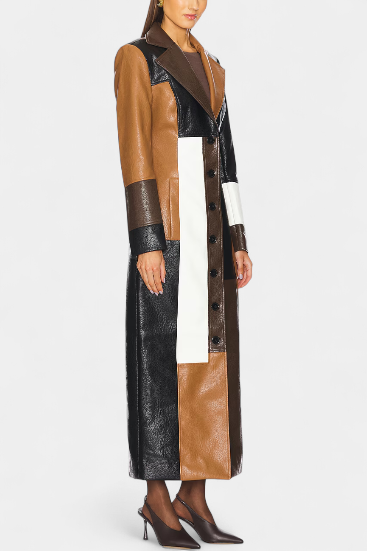 Trench en Cuir Patchwork Norelle