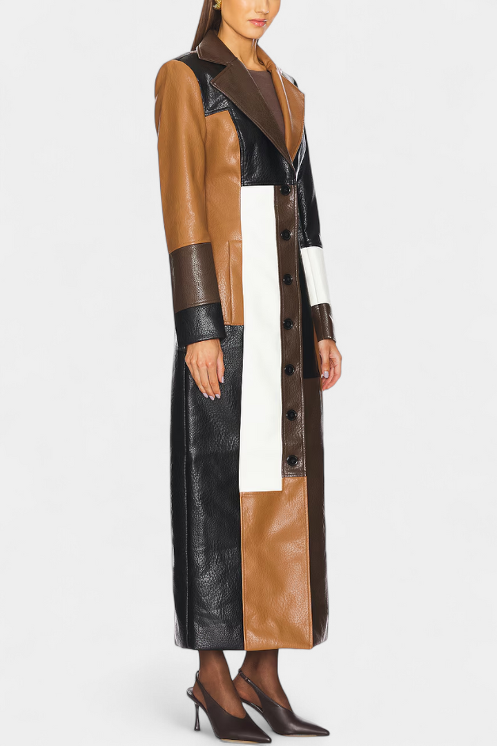 Trench en Cuir Patchwork Norelle