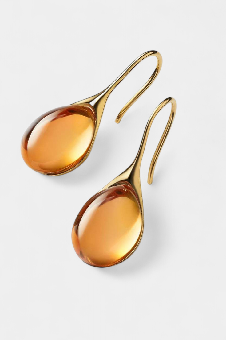 Boucles d'Oreilles en Goutte de Cristal en Or et Argent
