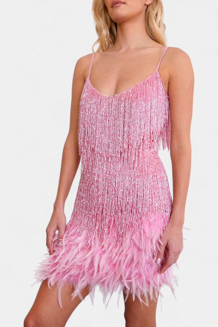 Robe Mini Adena en Plumes