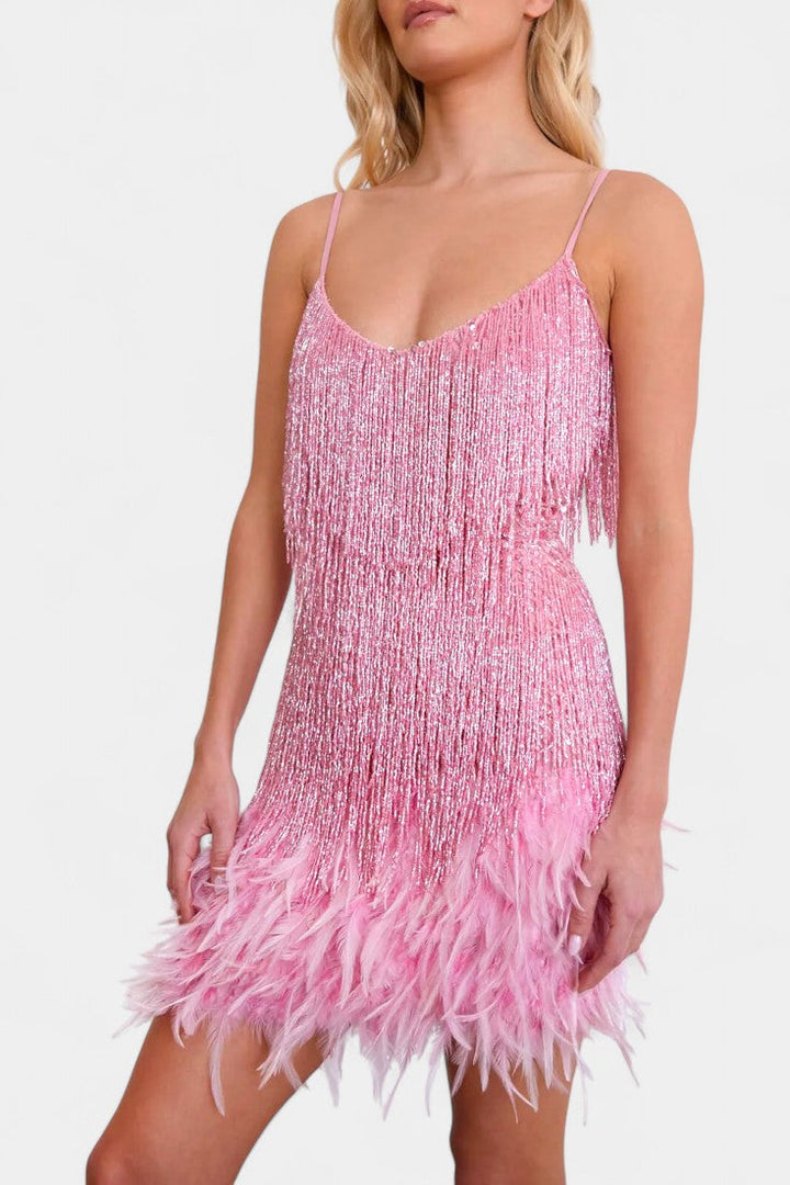 Robe Mini Adena en Plumes