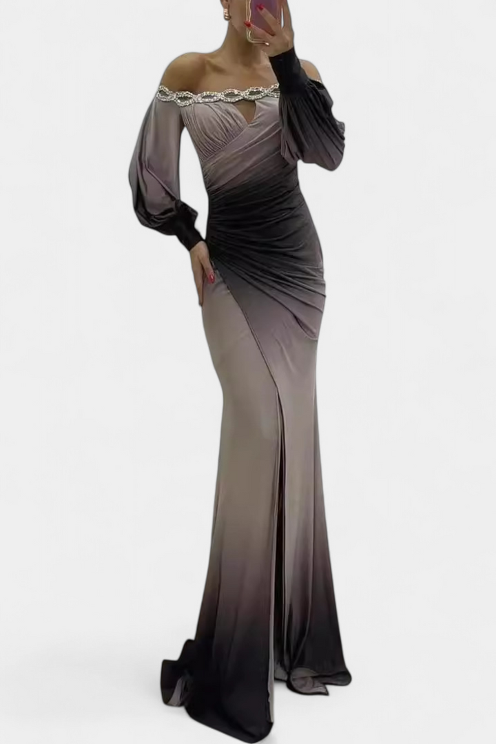 Robe Maxi Julitta Ombre avec Épaules Dégagées