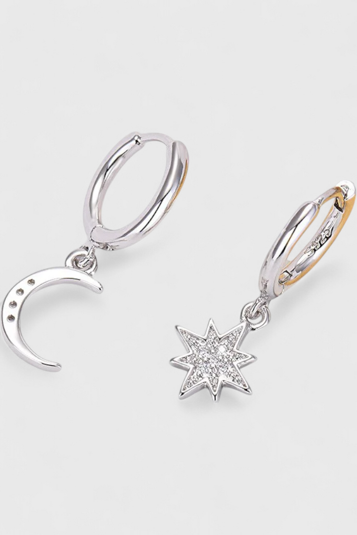 Boucles d'Oreilles Célestes Étoile et Lune