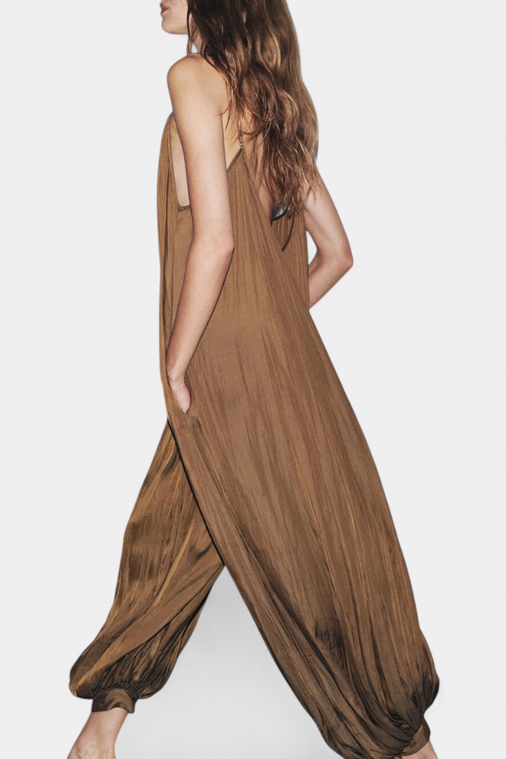 Combinaison Lucy Mono Long Plissé avec Silhouette Décontractée