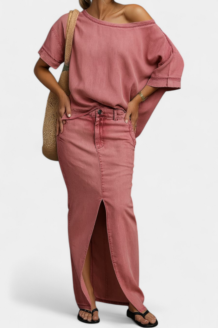 Ensemble Apolonia en Jean Asymétrique avec Ouverture Élégante
