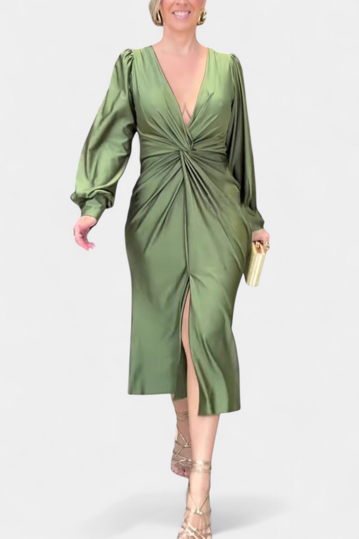 Alouette Robe Longue à Manches Longues avec Col en V