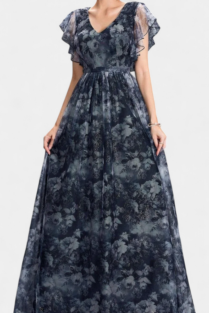 Robe Longue Aérée en Chiffon avec Imprimé Floral Mariana