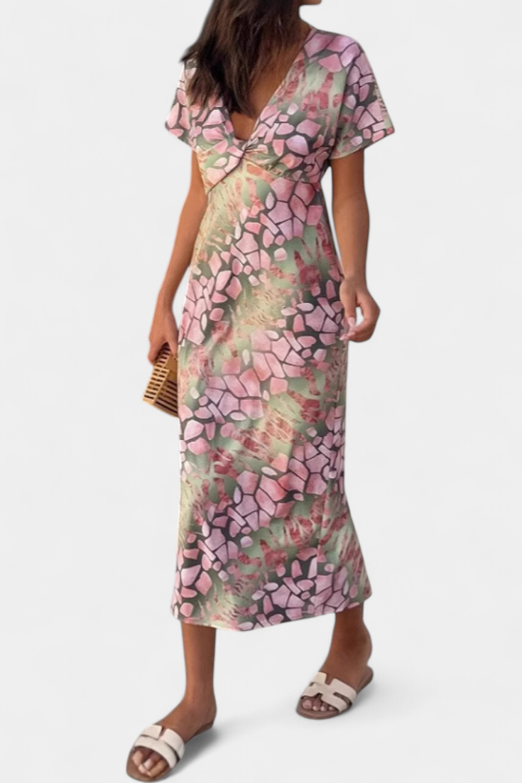 Robe Triana avec Imprimé Abstrait et Décolleté en V