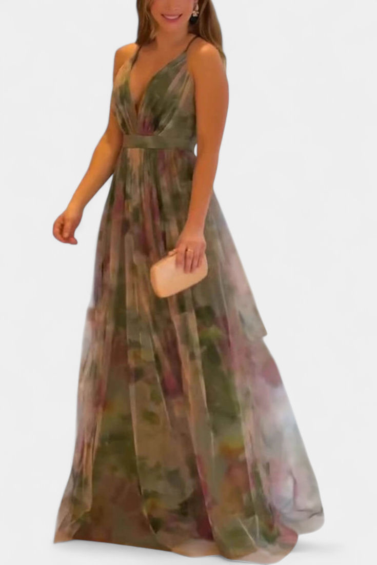 Robe Maxi Fleurie Ingrid avec Décolleté en V