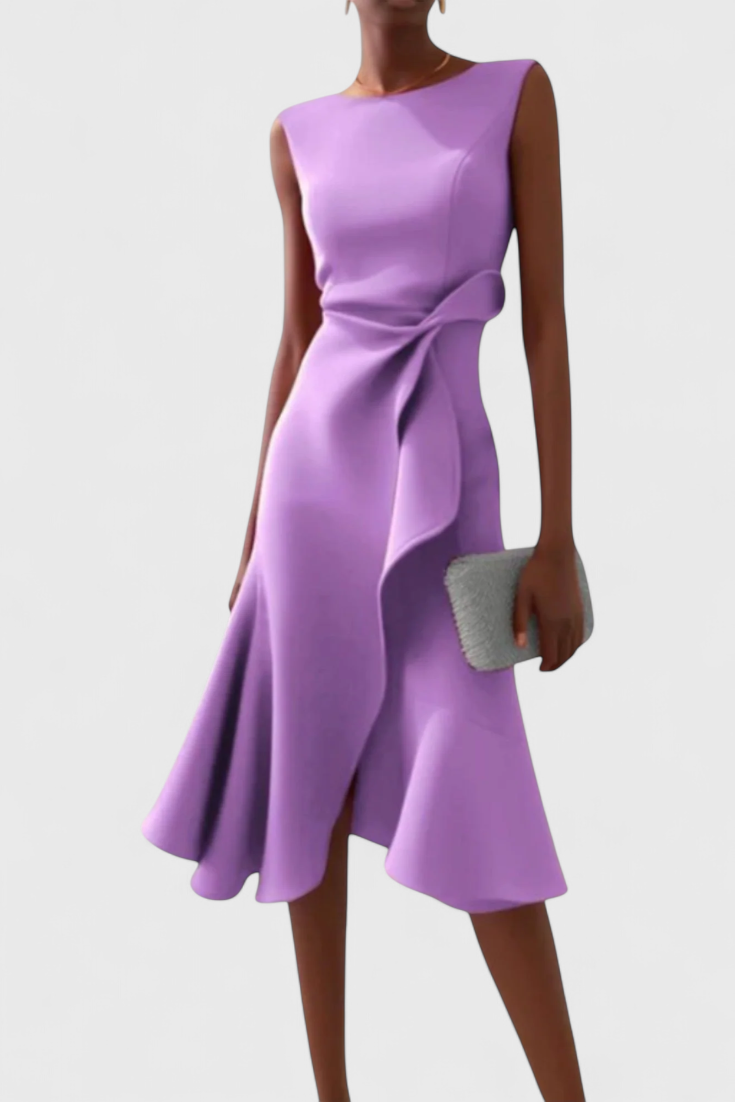 Robe Midi Asymétrique Claudia avec Drapé Élégant