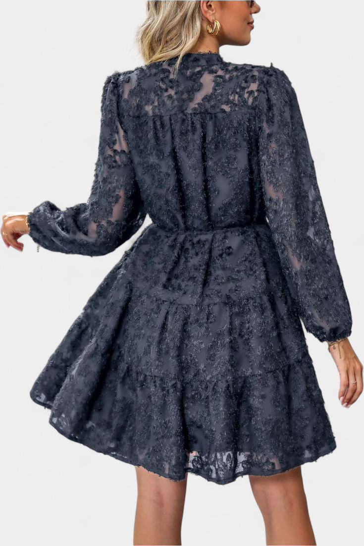Robe Chemise Soreia à Boutons avec Manches Longues Texturées