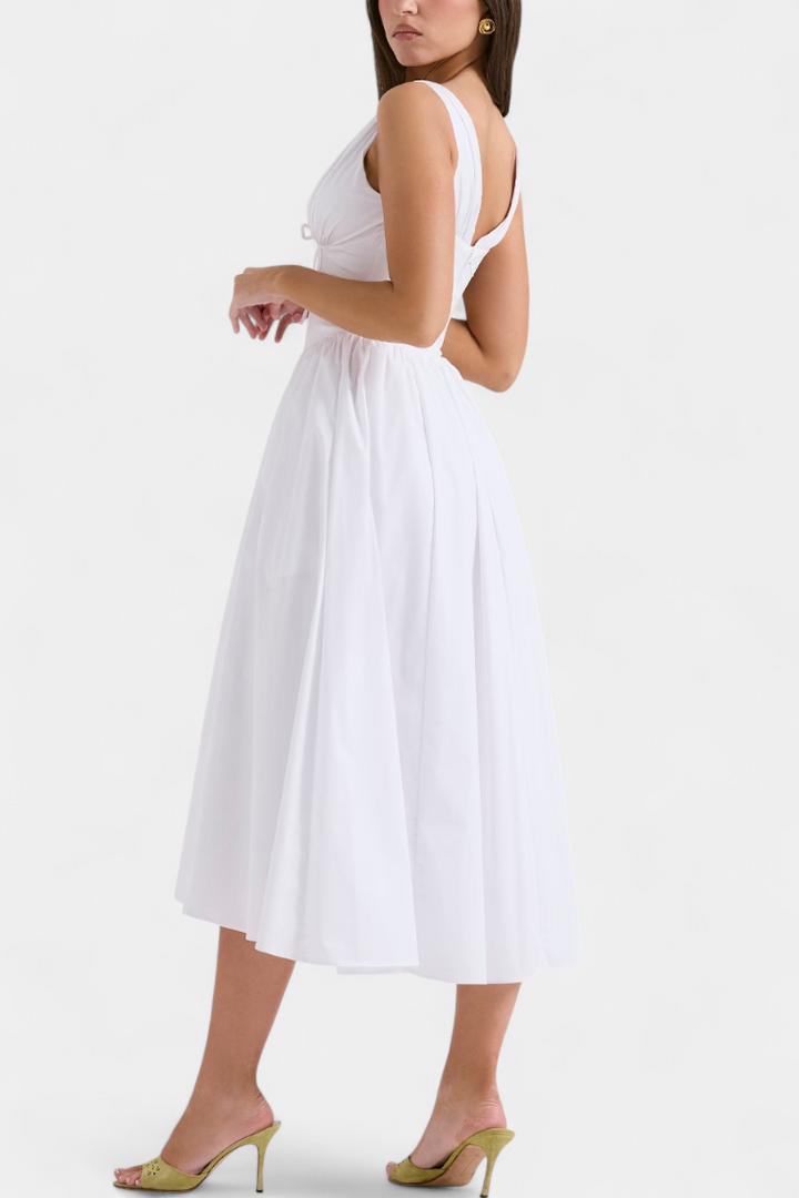Robe Midi Margie à Décolleté en V et Imprimé Floral Romantique