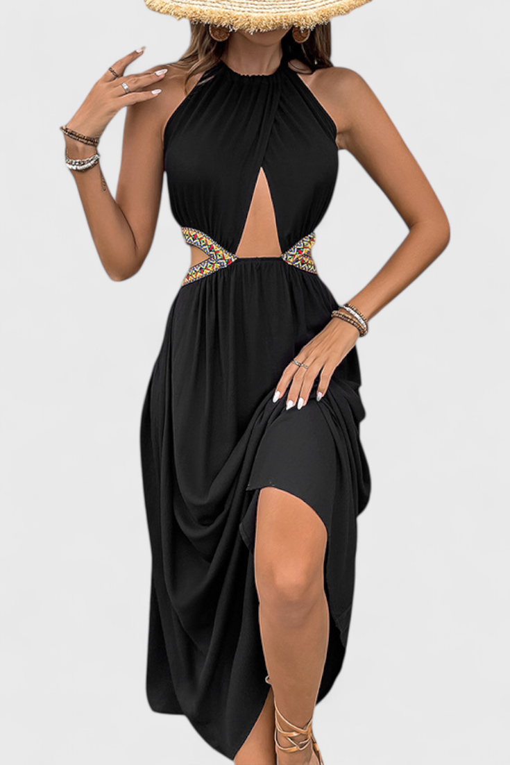 Robe Midi Halter Sorina avec Découpes