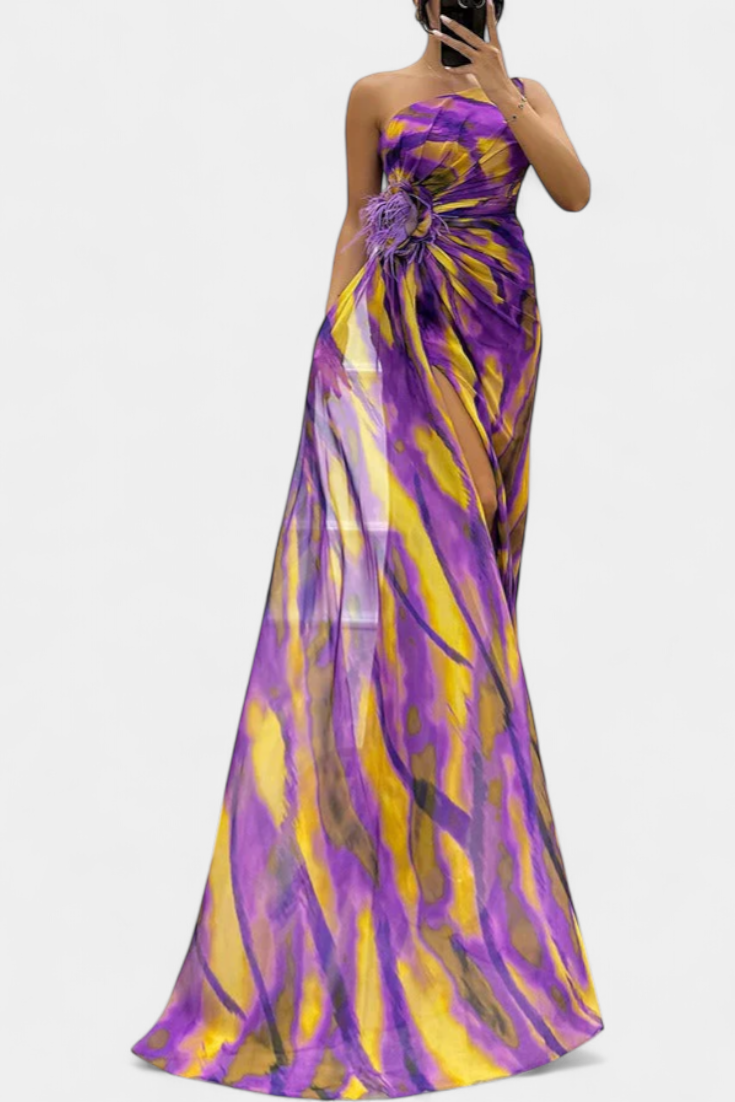 Robe Maxi Asymétrique Aylin avec Imprimé Vibrant