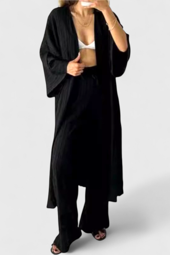 Ensemble Décontracté Caspian de Deux Pièces avec Kimono Long