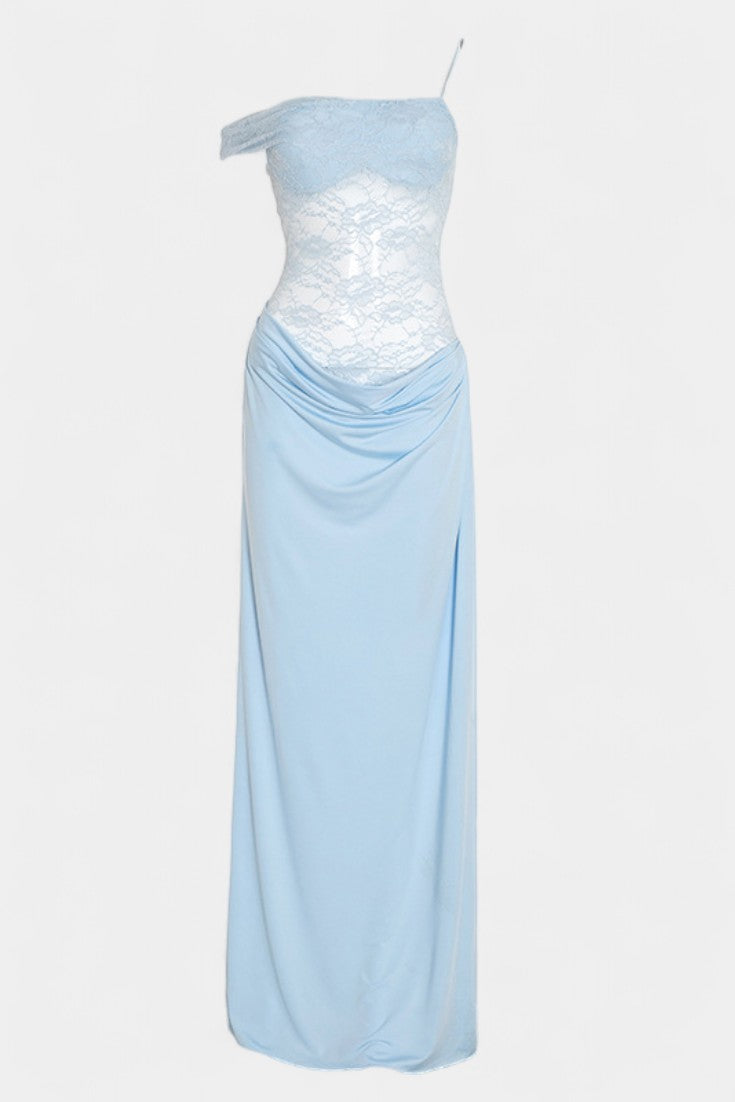 Robe Maxi Asymétrique en Dentelle Castanza