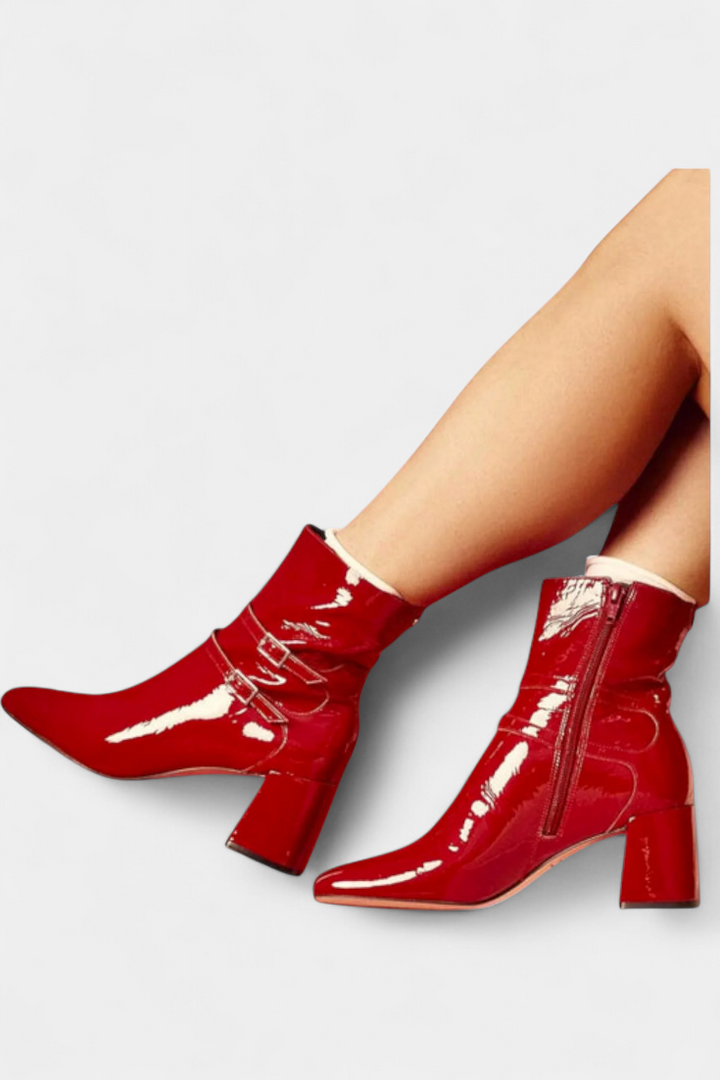 Bottes Vivi Rouges à Talon Épais