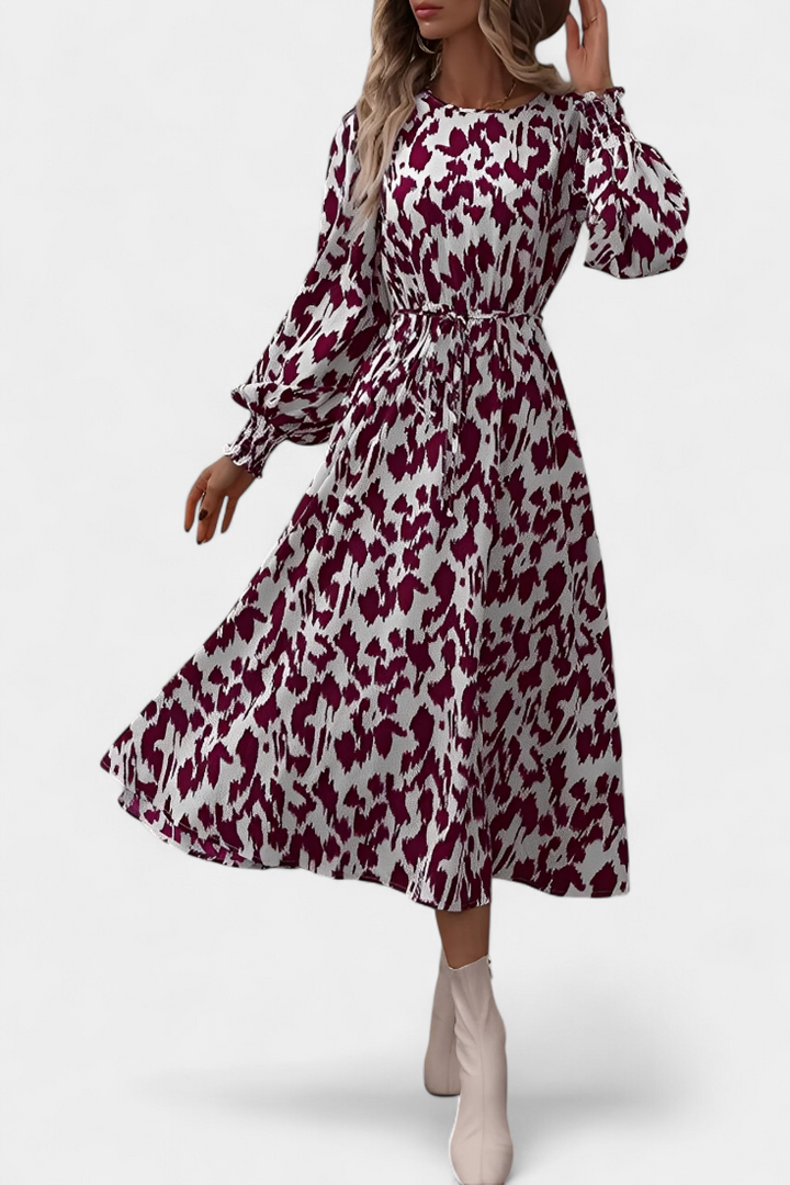 Robe A-Line en Léopard Nerin avec Ceinture Ajustable